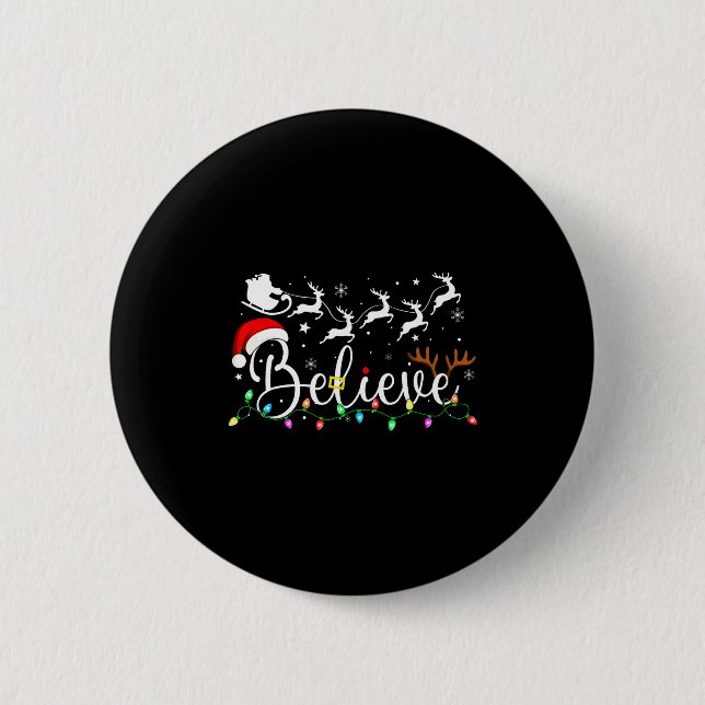 Badge Rond 5 Cm Believe Santa Claus Believe Christmas Matching Paj (Devant)