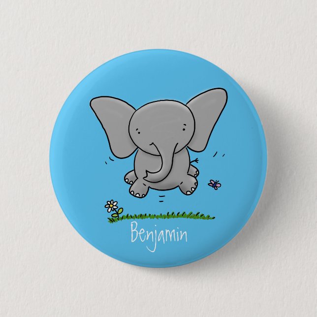 Badge Rond 5 Cm Belle adorable dessin d'éléphant bébé (Devant)