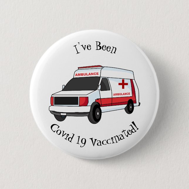 Badge Rond 5 Cm Belle ambulance rouge caricature van (Devant)