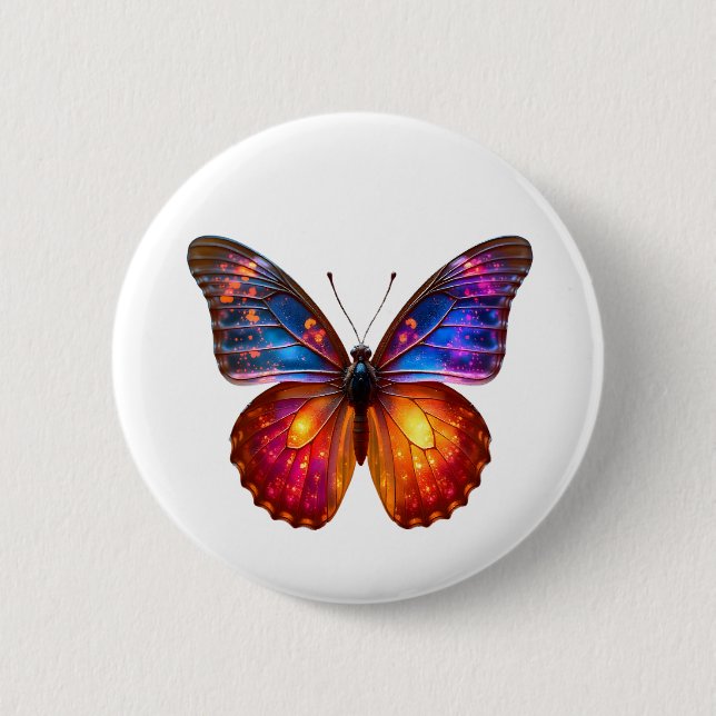Badge Rond 5 Cm Belle Art de Papillon (Devant)