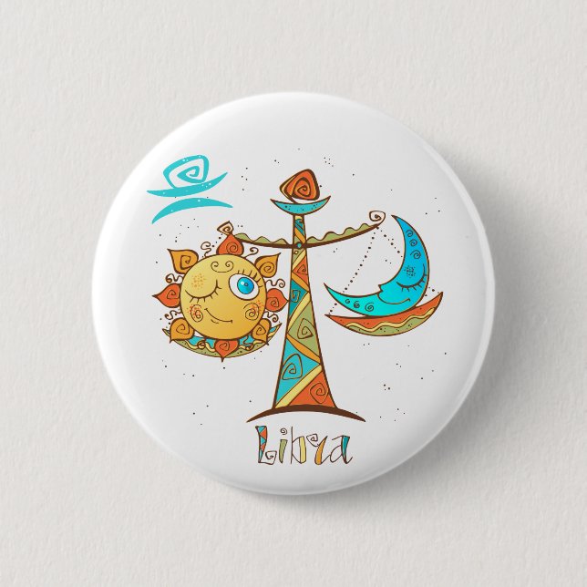 Badge Rond 5 Cm Belle balance Sun et Moon (Devant)