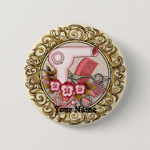 Badge Rond 5 Cm Belle beauté rose fantaisie