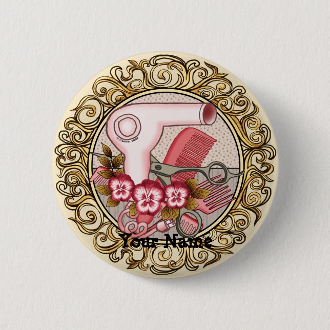 Badge Rond 5 Cm Belle beauté rose fantaisie (Devant)