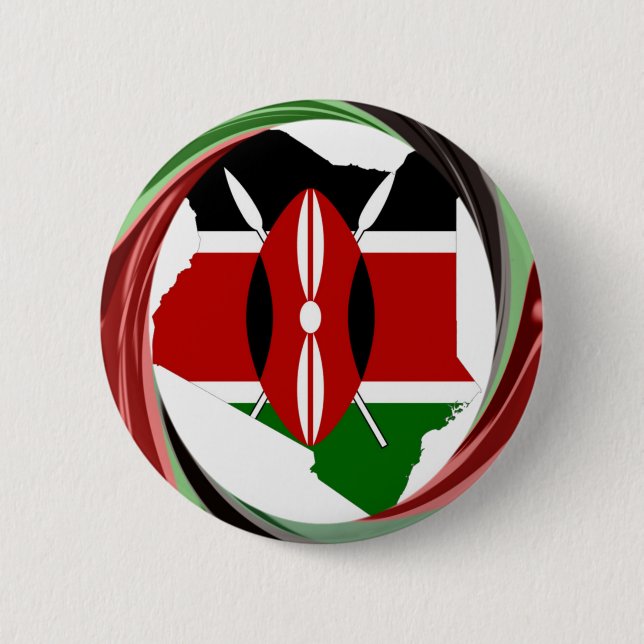 Badge Rond 5 Cm Belle belle carte Kenyan Whirlwind Design (Devant)