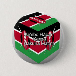 Badge Rond 5 Cm Belle Belle Cube Kenyane Drapeau avec salutation