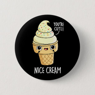 Badge Rond 5 Cm Belle Crème Funny Crème de glace Pun Dark BG