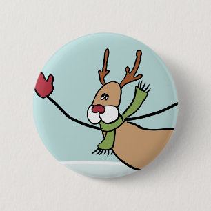 Badge Rond 5 Cm Belle Dancing Reindee - Noël