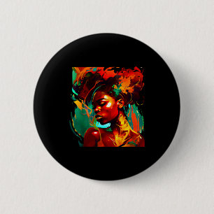 Badge Rond 5 Cm Belle femme afro-américaine d'art noir