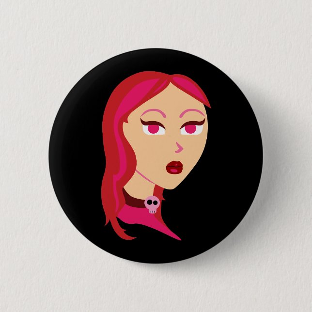 Badge Rond 5 Cm Belle fille de crâne (Devant)