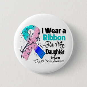 Badge Rond 5 Cm Belle-Fille - Ruban Thyroïde Cancer