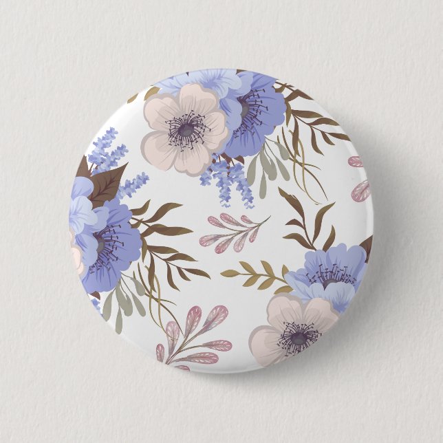 Badge Rond 5 Cm Belle Fleur violette et bleue (Devant)
