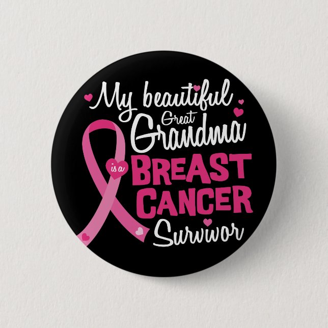 Badge Rond 5 Cm Belle grand grand-mère Cancer du sein Survivant (Devant)