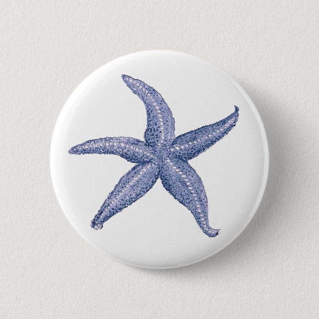 Badge Rond 5 Cm Belle illustration d'étoile de mer bleue (Devant)