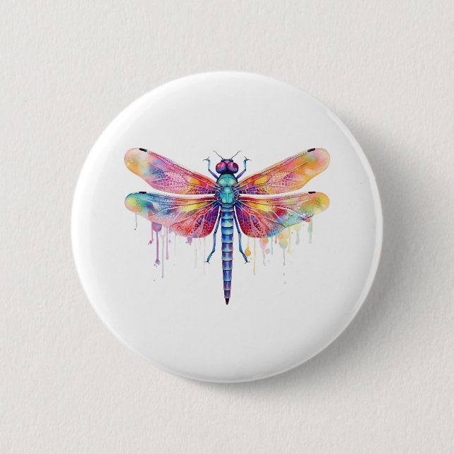 Badge Rond 5 Cm Belle libellule Kiss Heaven Insect Lover (Devant)