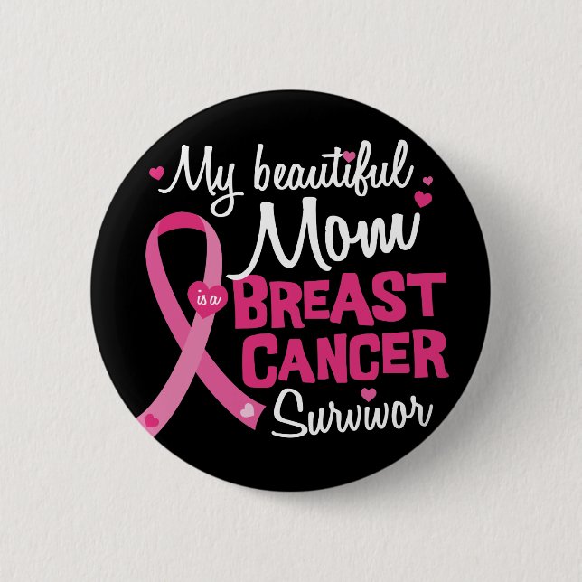 Badge Rond 5 Cm Belle maman Cancer du sein Survivant Fils de la fi (Devant)