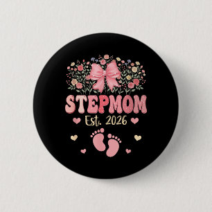 Badge Rond 5 Cm Belle-mère 2026 Fleurs Fête des Mères Future Maman