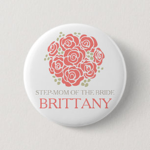 Badge Rond 5 Cm Belle-mère du bouton de corail de mariage de peti