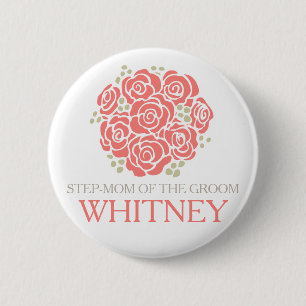 Badge Rond 5 Cm Belle-mère du bouton de corail de mariage de peti