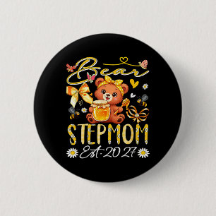 Badge Rond 5 Cm Belle-mère Est 2027 Nœud Papillon Floral Fête Des