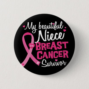 Badge Rond 5 Cm Belle nièce Cancer du sein Survivant Tante Oncle