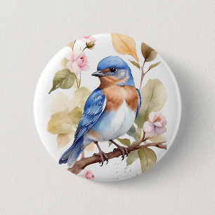 Badge Rond 5 Cm Belle peinture à l'aquarelle de Bluebird