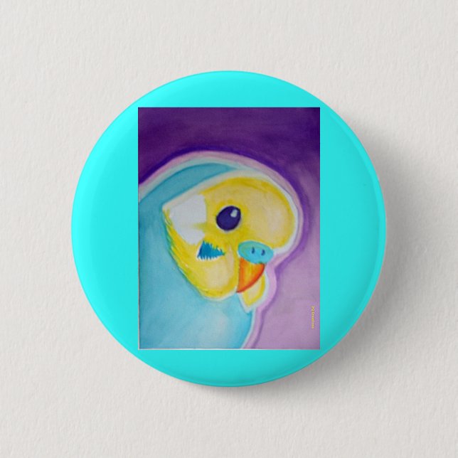 Badge Rond 5 Cm Belle perruche bleue (Devant)