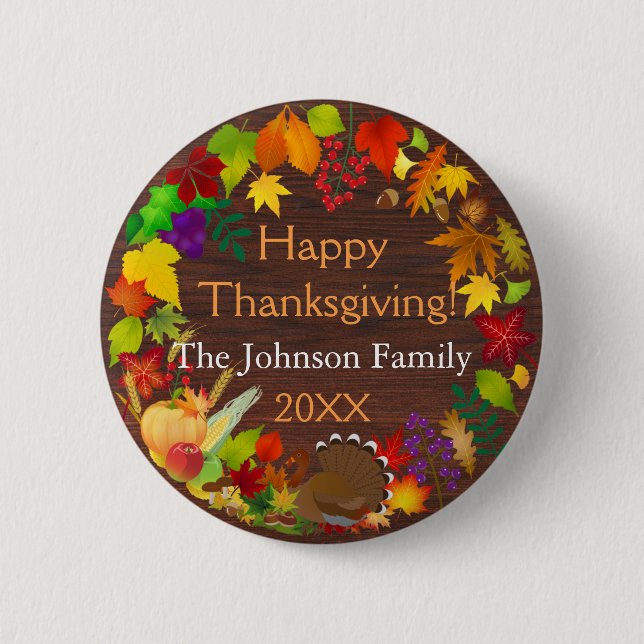 Badge Rond 5 Cm Belle récolte de Thanksgiving (Devant)