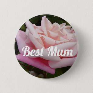 Badge Rond 5 Cm Belle rose rose rose Meilleure fleur maman design