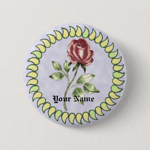 Badge Rond 5 Cm Belle Rose rouge