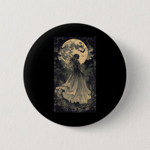 Badge Rond 5 Cm Belle Sorcière Imaginaire gothique Vampire Lune