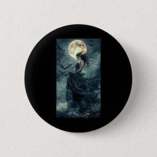 Badge Rond 5 Cm Belle Sorcière Imaginaire gothique Vampire Lune 1
