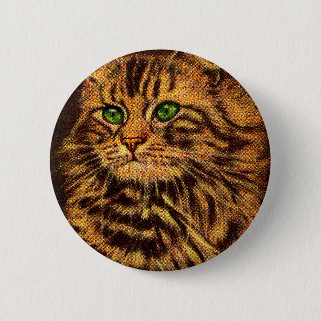 Badge Rond 5 Cm belle tabby à cheveux longs (Devant)