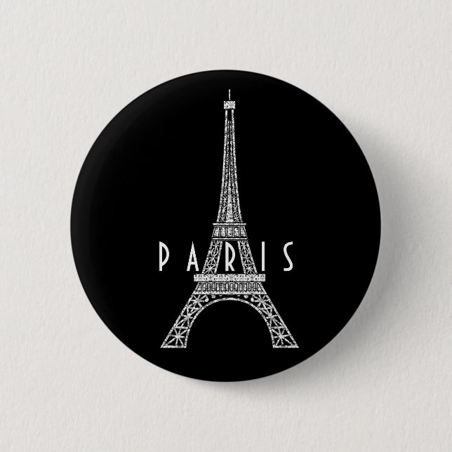 Badge Rond 5 Cm Belle tour blanche France Paris Eiffel (Devant)