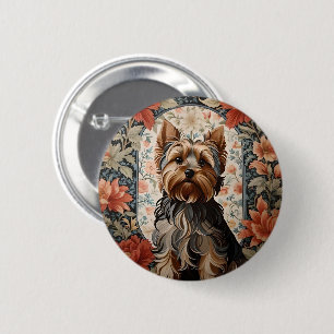 Badge Rond 5 Cm Belle Yorkie Yorkshire Terrier Portrait