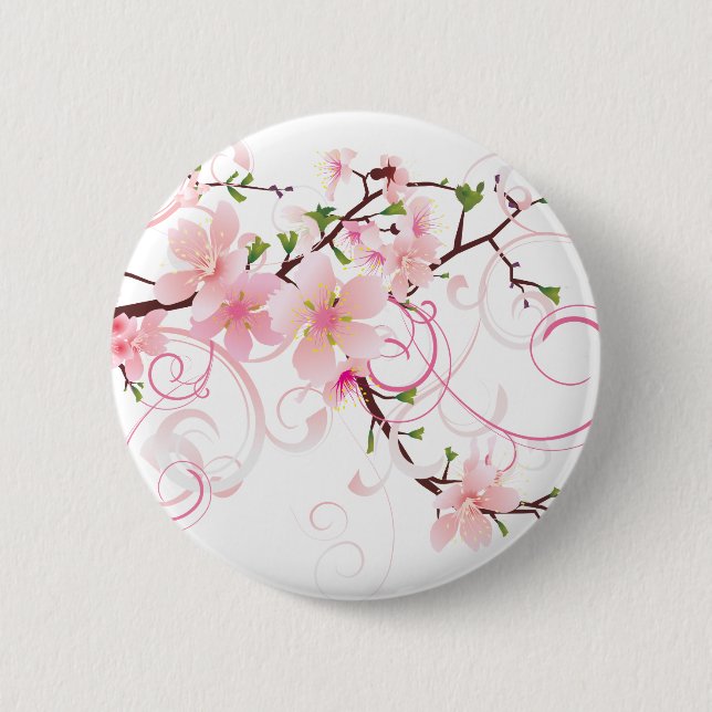 Badge Rond 5 Cm Belles fleurs de cerisiers (Devant)