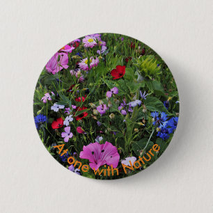 Badge Rond 5 Cm Belles fleurs violettes et bleues sauvages