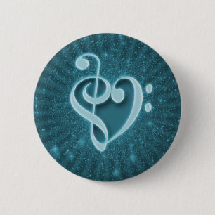 Badge Rond 5 Cm Belles notes musicales réunies en coeur