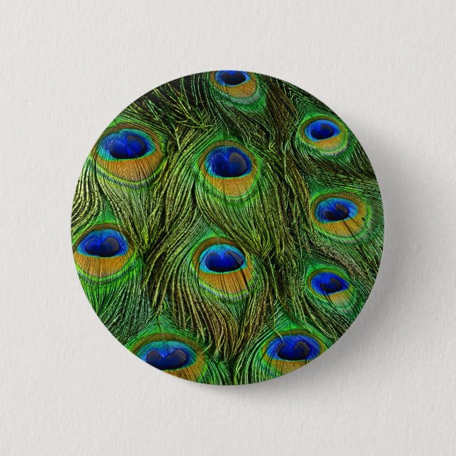 Badge Rond 5 Cm Belles plumes de paon (Devant)