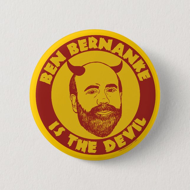 Badge Rond 5 Cm Ben Bernanke est le bouton de diable (Devant)