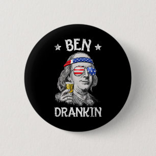 Badge Rond 5 Cm Ben Drankin 4 juillet Benjamin Franklin Men Amer