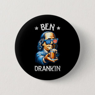Badge Rond 5 Cm Ben Drankin drôle du 4 juillet Drapeau américain H