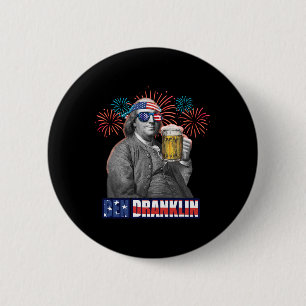 Badge Rond 5 Cm Ben Franklin célébrant la fête de l'Indépendance.