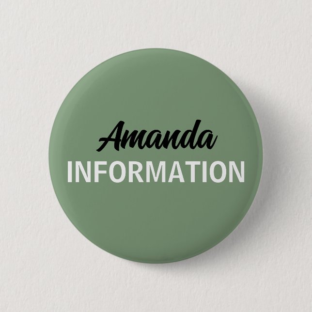 Badge Rond 5 Cm Bénévole d'information Vert Sauge  (Devant)