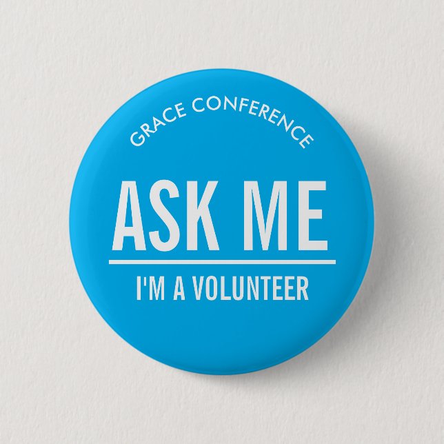 Badge Rond 5 Cm Bénévoles Blue Ask Me (Devant)