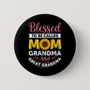 Badge Rond 5 Cm Béni D'Être Appelé Maman Grand-Mère Tournesol Mère