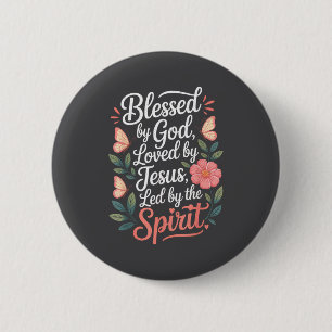 Badge Rond 5 Cm Béni par Dieu - Aimé par Jésus Nk Tournesol