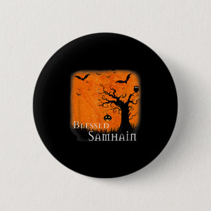 Badge Rond 5 Cm Béni Samhain Wiccan Celtic Pagan Halloween Witc