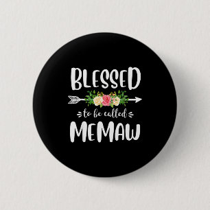 Badge Rond 5 Cm Bénie d'être appelée memaw motif fléché floral