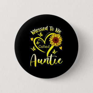 Badge Rond 5 Cm Bénie d'être appelée tante tournesol floral