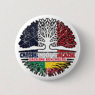Badge Rond 5 Cm Bénin Bénin Français France Arbre Drapeau